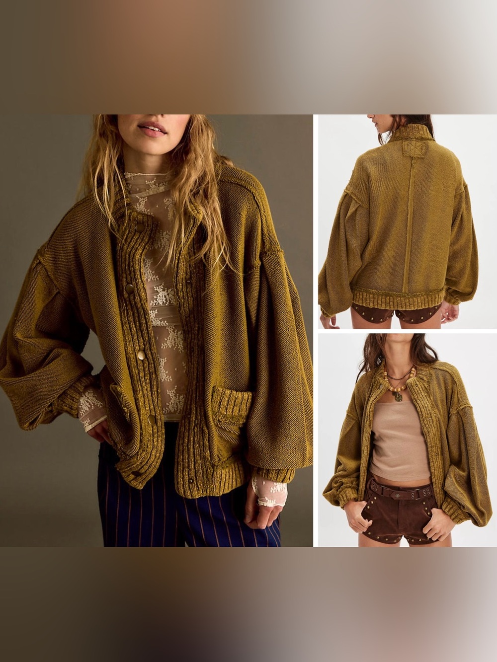 NWT Free People We The Free Cute In This Cardi - Fir Green Moss - XS